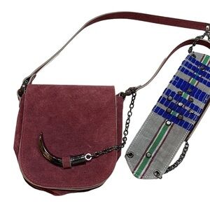 Joey Wolffer Suede Crossbody Bag Burgundy Wine
